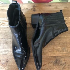 MARC Fisher Yommi Ankle Boots Black Patent Leather  7, COMFY